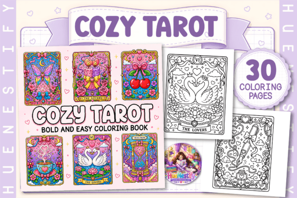 Preview of Cozy Tarot Bold and Easy Coloring Book adult coloring pages