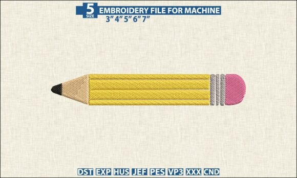 Cute Pencil Embroidery DST PES Pattern