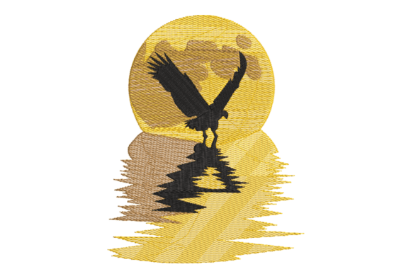 Eagle Sunset Reflection – Wildlife Birds Embroidery Design By Embroidize