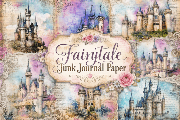Fairytale Junk Journal Paper Graphic Backgrounds By Pro Designer Team