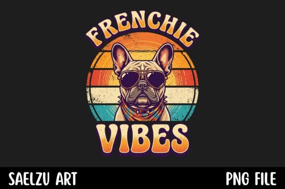 frenchie vibes retro dog t-shirt design svg for sublimation mugs and apparel