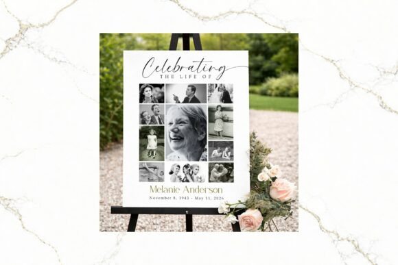 Funeral Photo Collage B&W Canva FR002