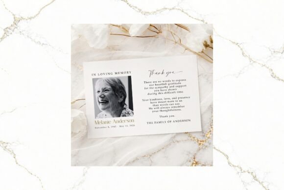 Funeral Thank You Card B&W Canva FR002