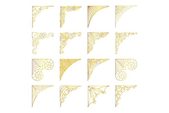 Gold Line Vector Refined Corner Set