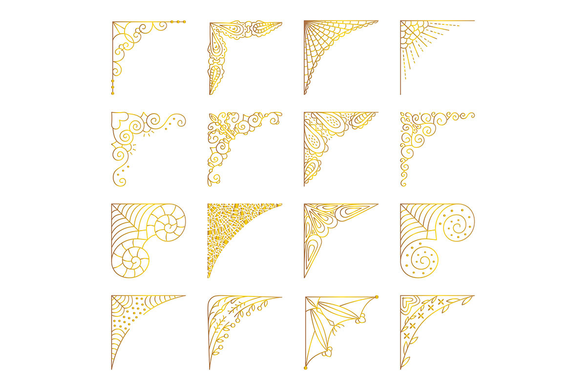 Gold Line Vector Refined Corner Set