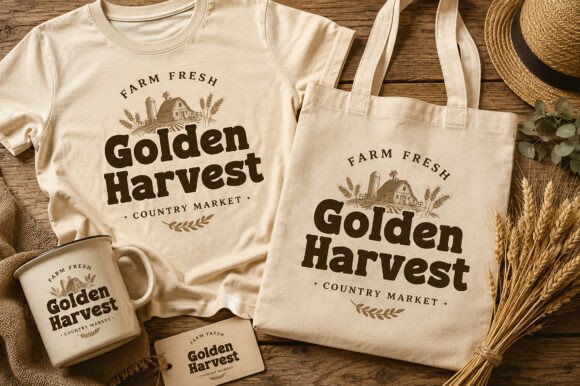 Golden Harvest Font PNG with transparent background - Preview 1