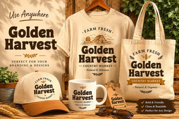 Golden Harvest Font PNG with transparent background - Preview 5