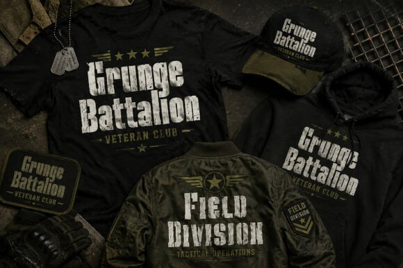 Grunge Battalion Font PNG with transparent background - Preview 4