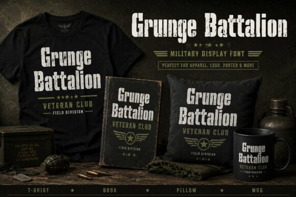 Grunge Battalion Font PNG with transparent background - Preview 5