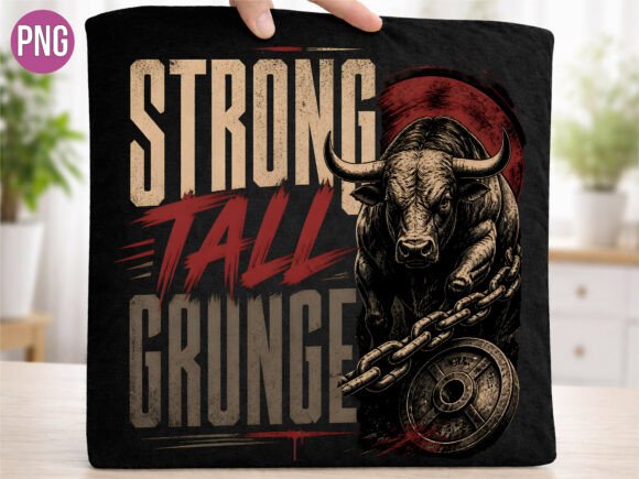 Grunge Bull Weightlifting Gym Art PNG Gráfico Designs de Camisetas Por Bee Prints