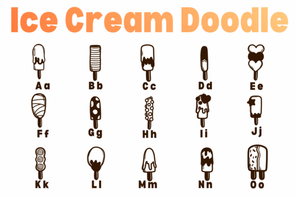 Ice Cream Doodle Font PNG with transparent background - Preview 1