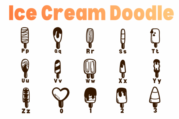 Ice Cream Doodle Font PNG with transparent background - Preview 2