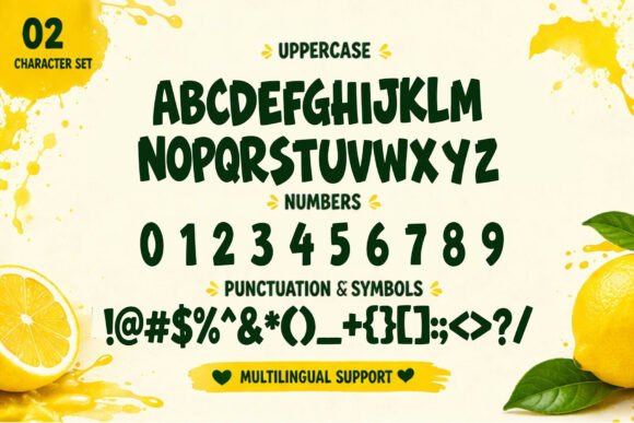 Lemon Chomp Font PNG with transparent background - Preview 1