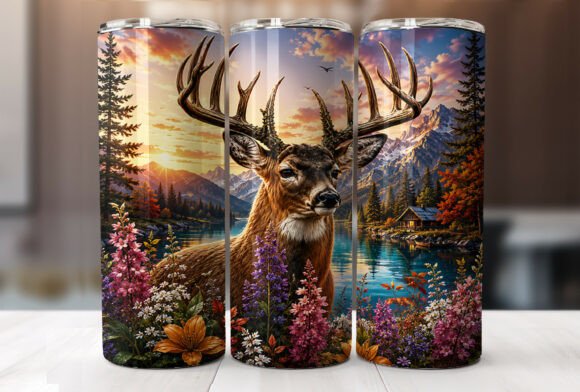 Majestic Deer Sunset 20oz Tumbler Wrap