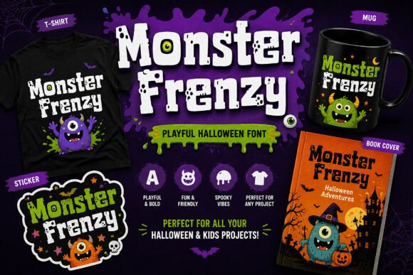 Monster Frenzy Font PNG with transparent background - Preview 2