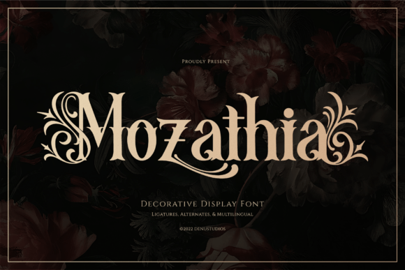 Preview specimen of Mozathia blackletter font