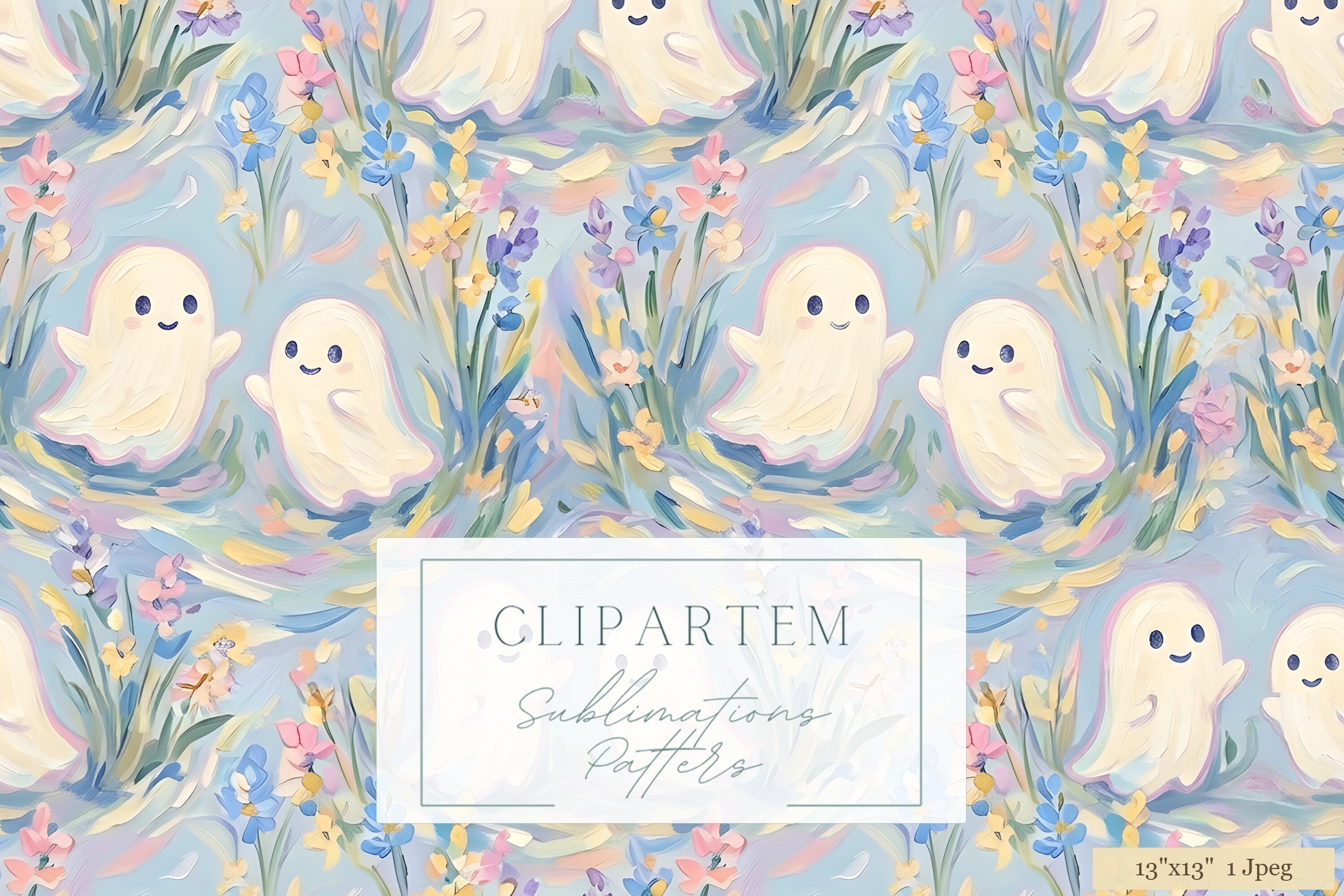 Pastel Ghost Floral Seamless Pattern Graphic by clipArtem · Creative ...
