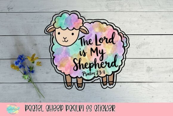 Pastel Sheep Psalm 23 Sticker Graphic by DigitalArtGood · Creative Fabrica