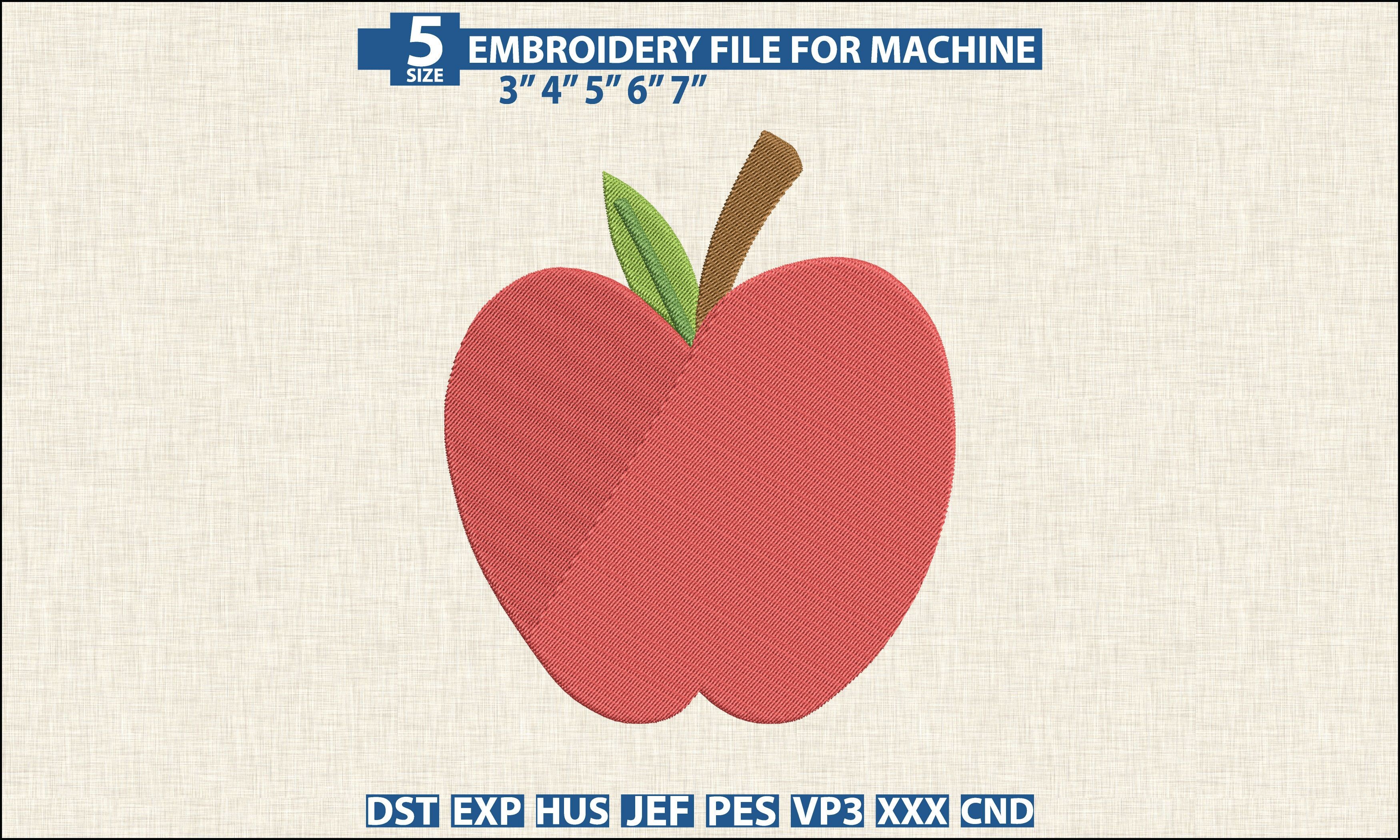 Red Apple Embroidery DST PES Pattern · Creative Fabrica