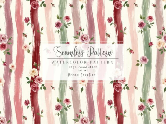 Romantic Floral Digital Paper Gráfico Padrões de IA Por Dream Creation