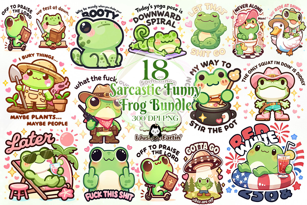 Sarcastic Funny Frog Quote Stickers Graphic by Cat Lady · Creative Fabrica