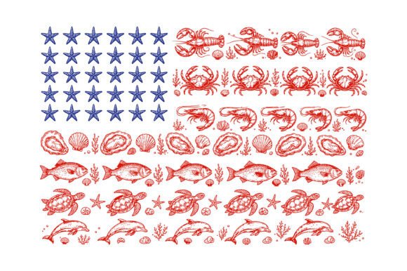 Seafood USA Flag SVG Grafika Projekty Koszulek Przez Design Station