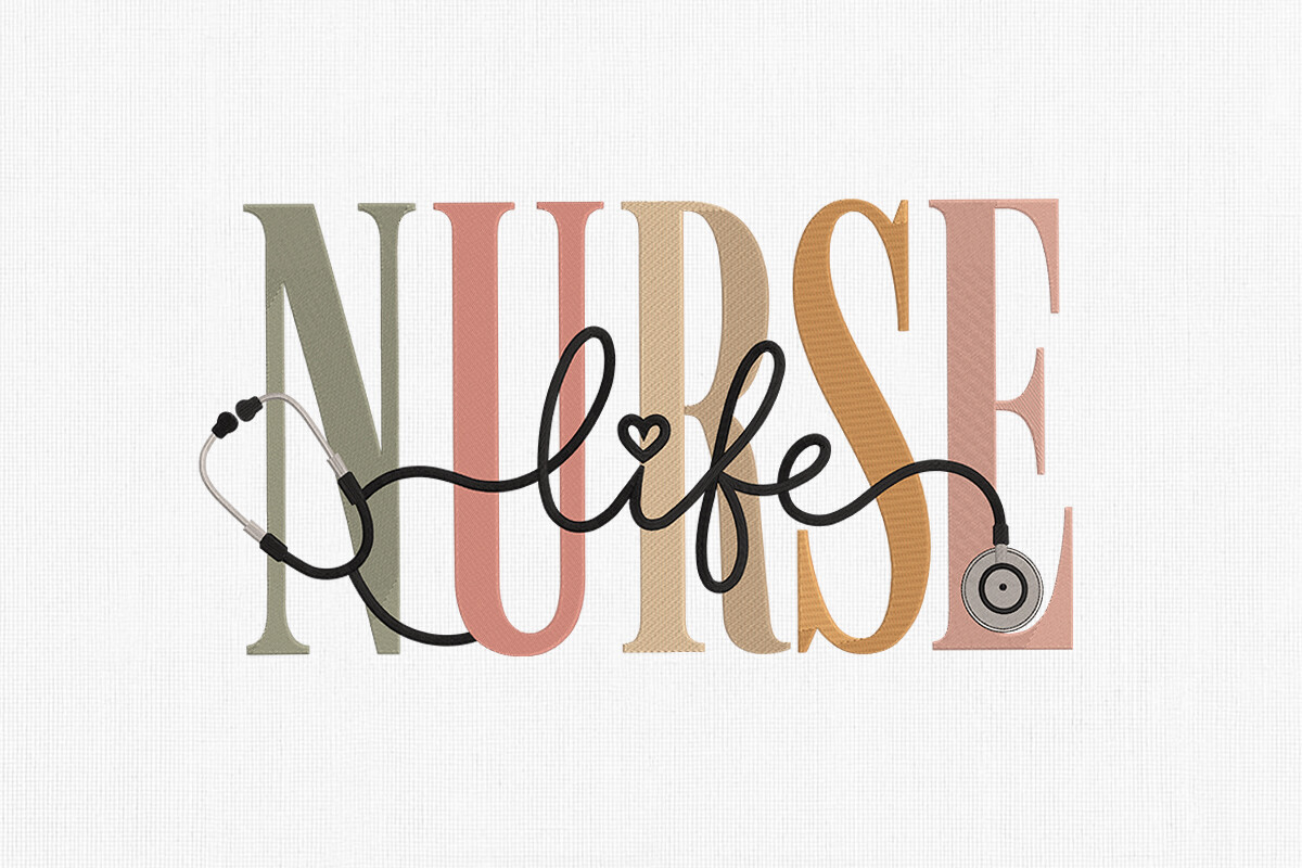 Stylish Nurse Embroidery Design Art