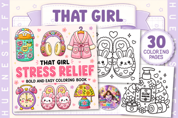 Preview of That Girl Stress Relief Coloring Book adult coloring pages