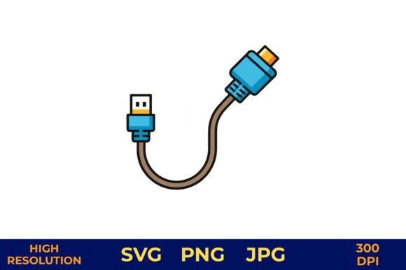 USB and Ethernet Cable Connectors Graphic by designcrafts · Creative ...