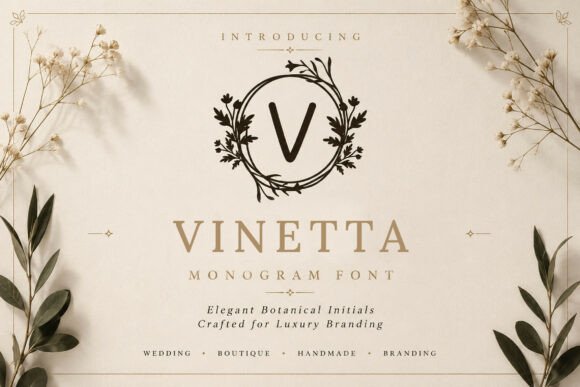 Vinetta Monogram Decorative Font By handles creative