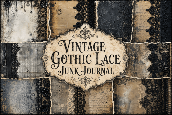 Vintage Gothic Lace Junk Journal Graphic Backgrounds By Pro Designer Team