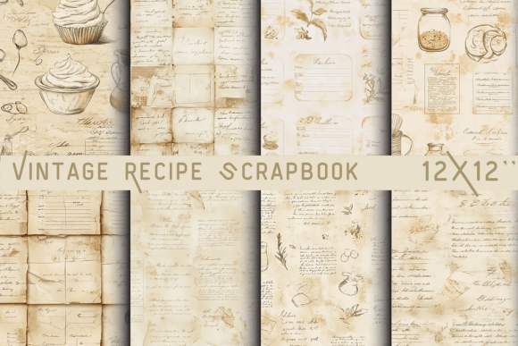 Vintage Recipe Scrapbook Paper