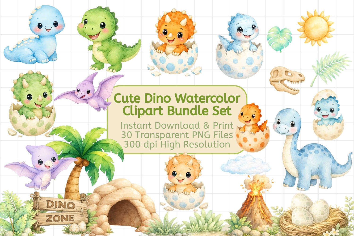 Watercolor Dino PNG Bundle Graphic by Jomi art corner · Creative Fabrica