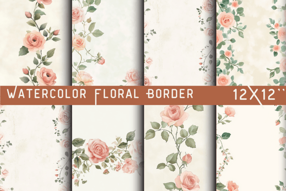 Watercolor Floral Border Paper