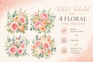 Watercolor Floral PNG Clipart Bundle Graphic by sasikharn · Creative ...