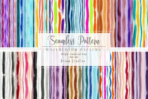 Watercolor Stripe Seamless Patterns Graphic by Dream Creation ...