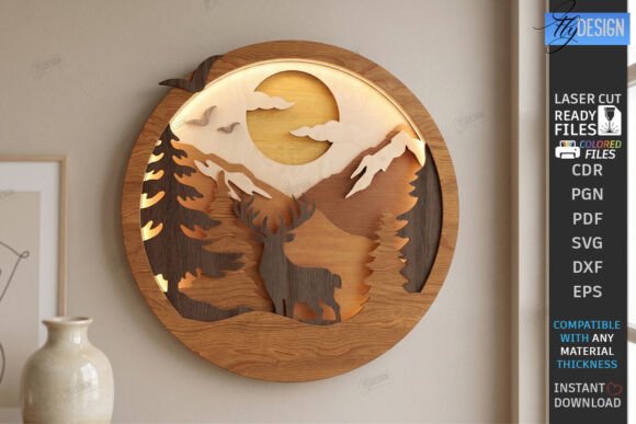 3D Layered Wall Decor Laser Cut | CNC Corte con Láser Por flydesignsvg