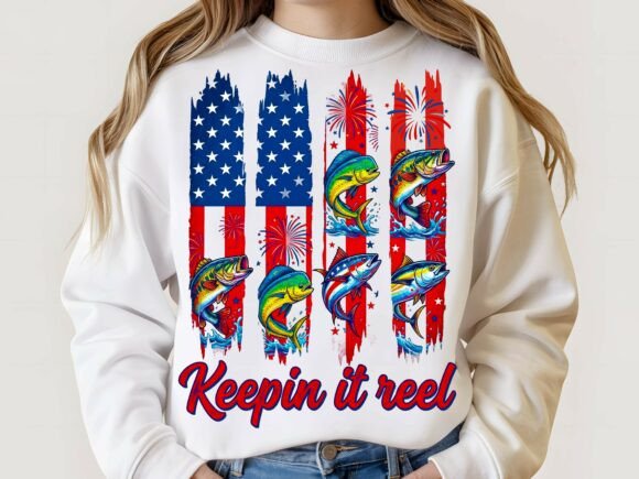 4th of July Fishing Keepin It Reel PNG. Graphic Graphic Templates By Trendy Creative