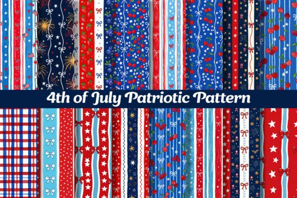 4th of July Patriotic Pattern Bundle Gráfico Padrões de IA Por Dream Creation