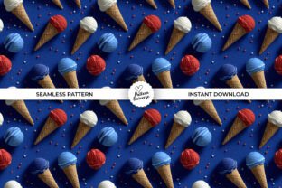 American Red Blue Ice Creams Pattern Graphic by Pattern Universe ...