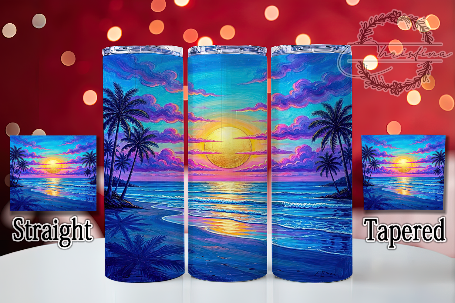 Beach Tropical Sunset Ocean 20oz Tumbler Graphic by christina.clipart ...