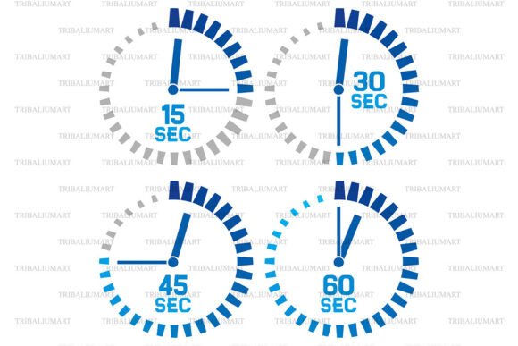 Blue Timer Icons - 15 30 45 60 Seconds