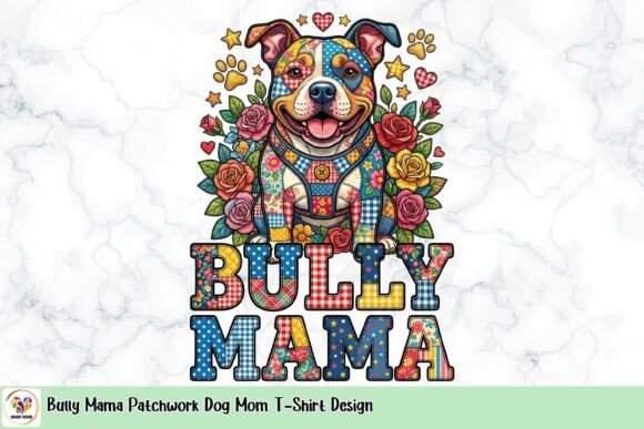 Bully mama patchwork dog mom t-shirt design SVG PNG for Cricut and sublimation