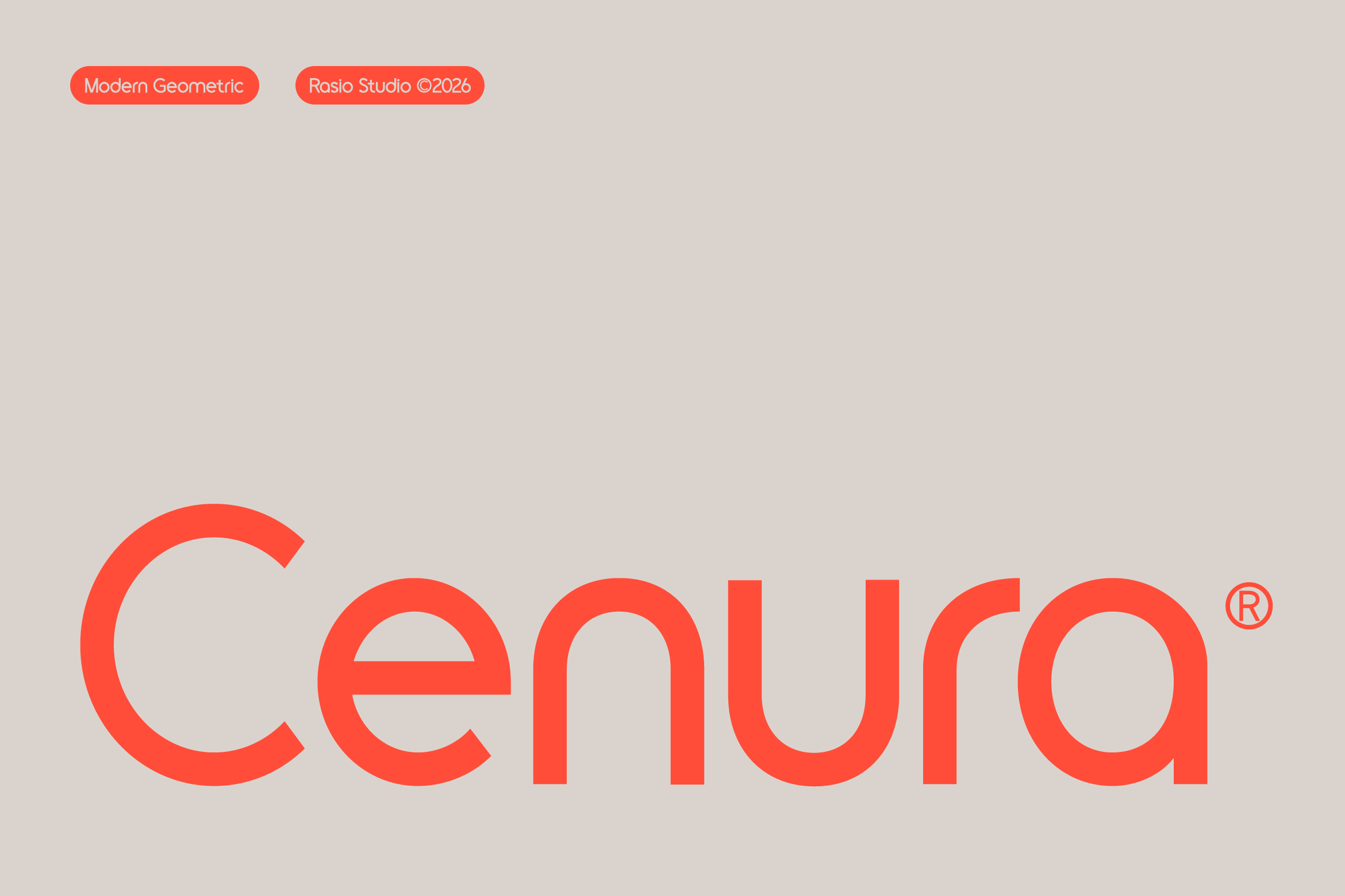 Cenura font preview, clean geometric sans