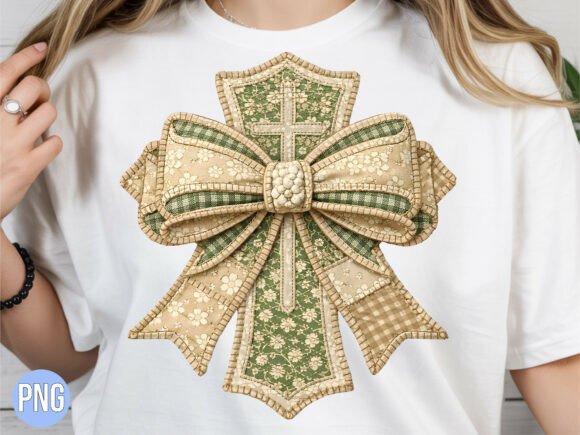 Christian Floral Quilted Cross Bow PNG