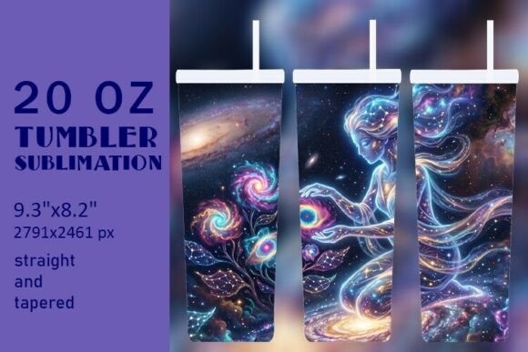 Cosmic Woman Galaxy Tumbler Wrap Grafica Custodie per bicchieri Di AnnArtshock