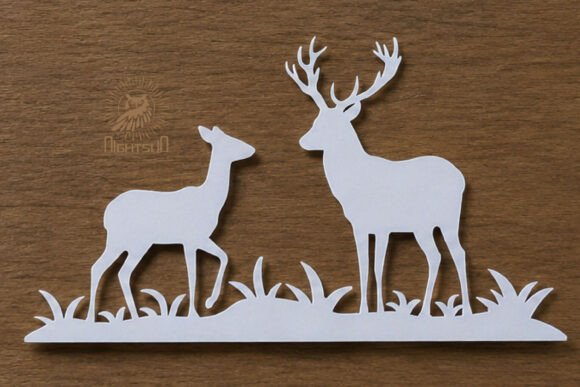 Couple Deer Paper Cutting Design SVG 4 Laser Cutting By NightSun