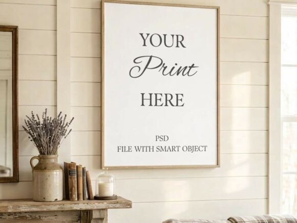 Cozy Farmhouse Frame Mockup PSD