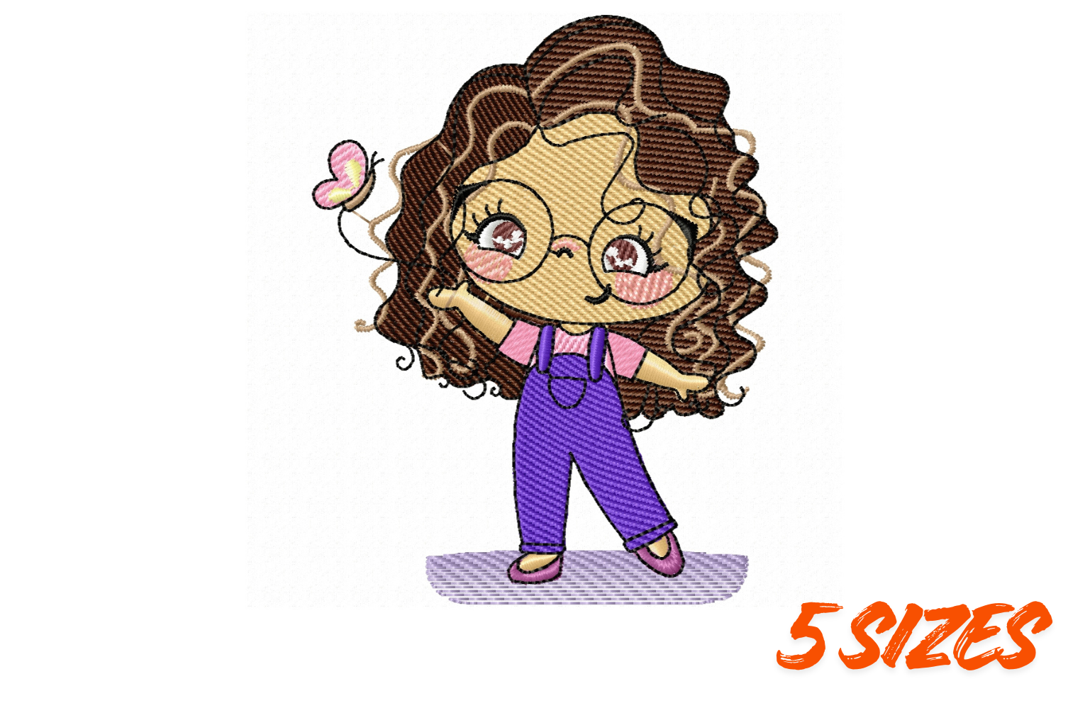Cute Curly Girl Embroidery Pattern