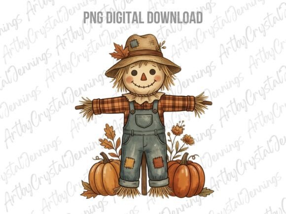 Cute Fall Scarecrow Pumpkin PNG